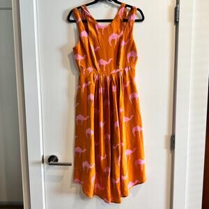 Charlotte by Charlotte Taylor Silk Dress Yellow Round Neck Zip Sleeveless Sz 6